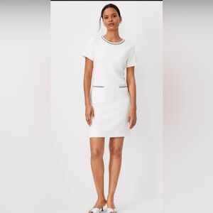 Ann Taylor boucle shift dress white size 14 nwt